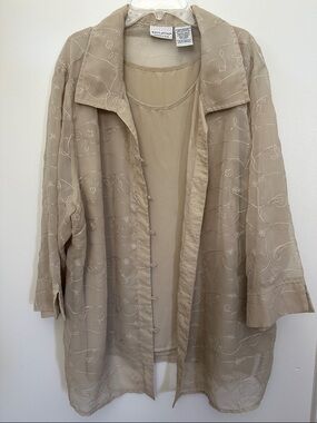 White Stag 22/24W; Whipped latte sheer blouse with matching tank; EUC